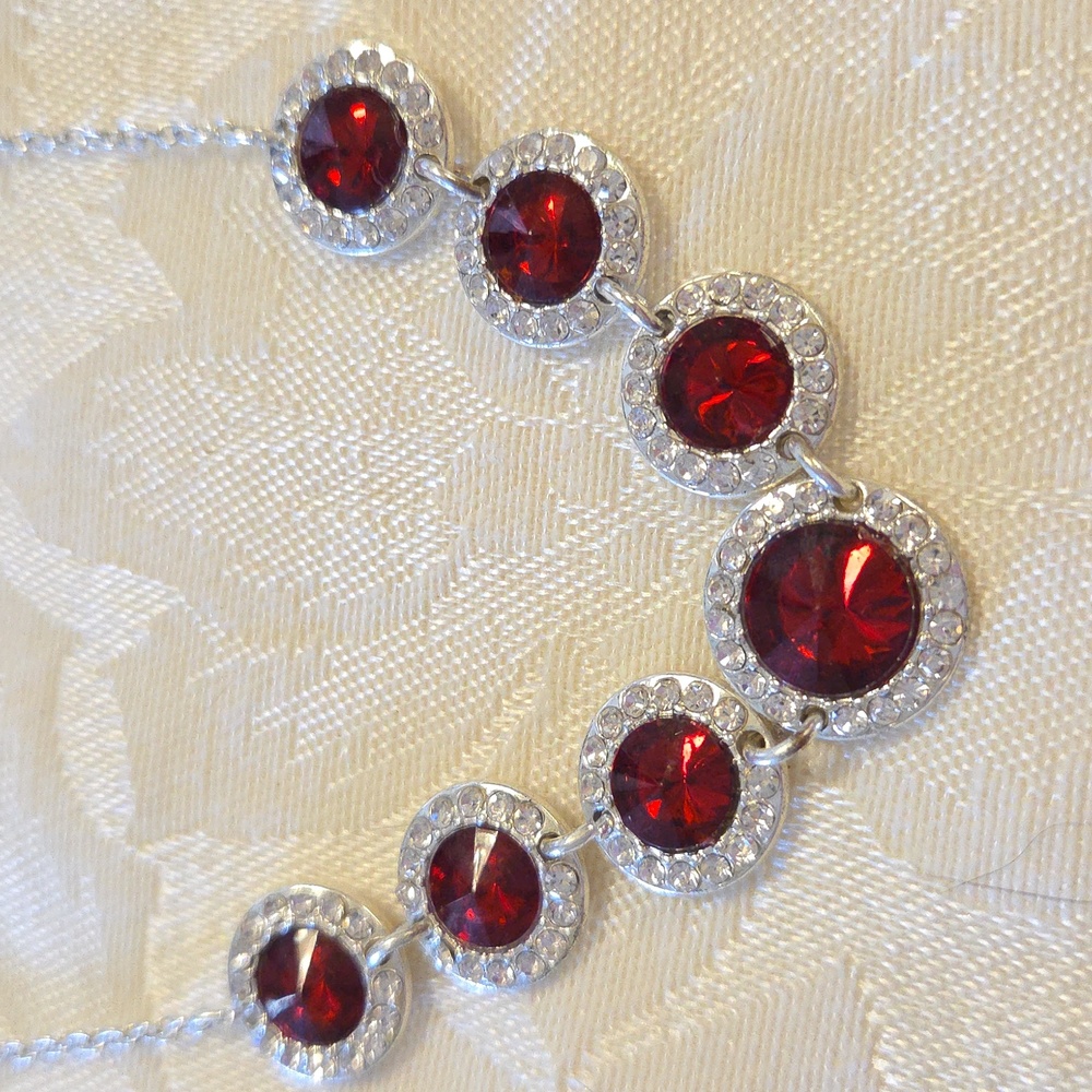 Red & Clear Rhinestone Necklace
